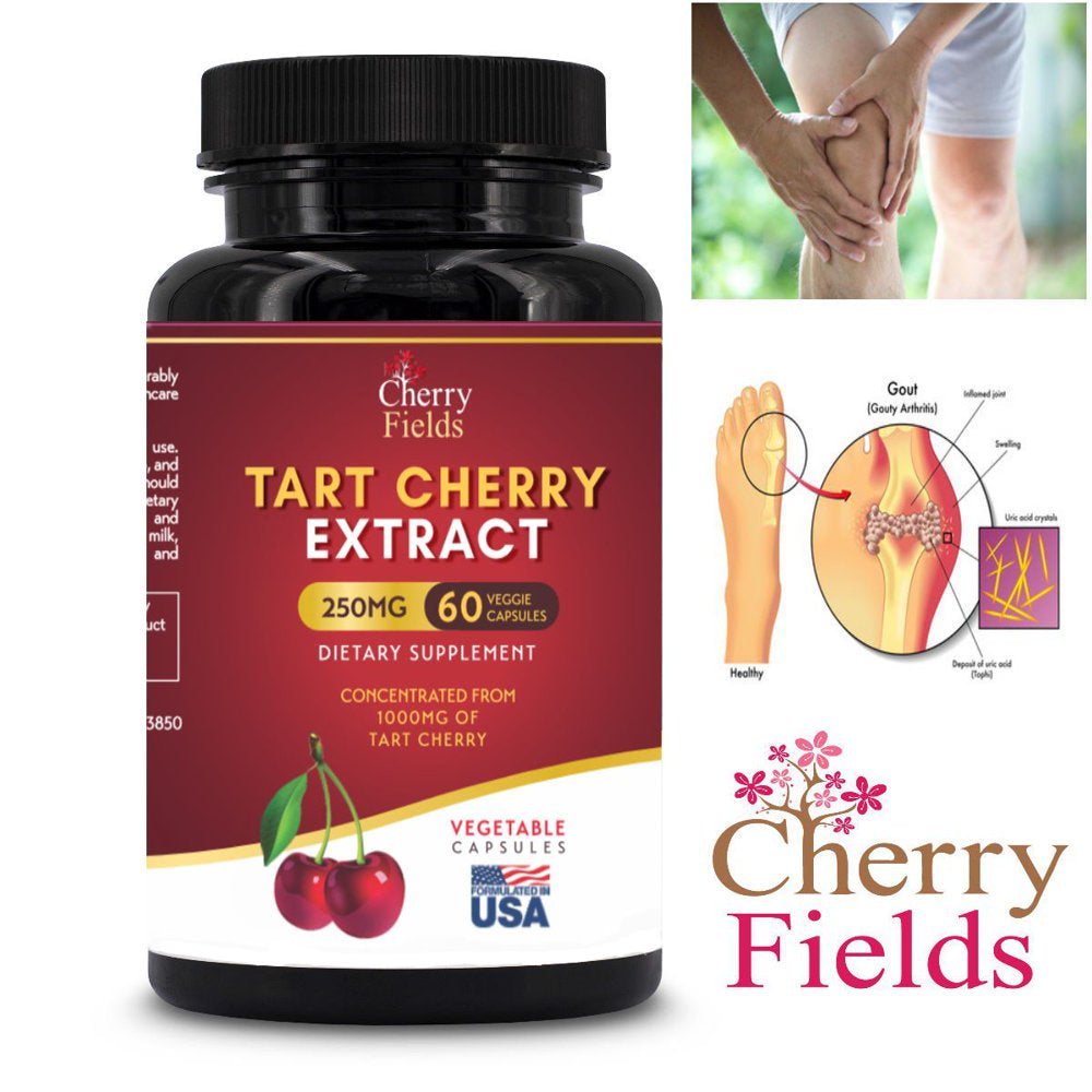 Uric Acid Support - Tart Cherry Extract - New Lowering Formula, 120 Vcaps - (Cherry Fields 2 Bottles)