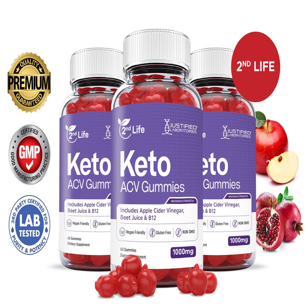 2Nd Life Keto ACV Gummies 1000MG Dietary Supplement 180 Gummys