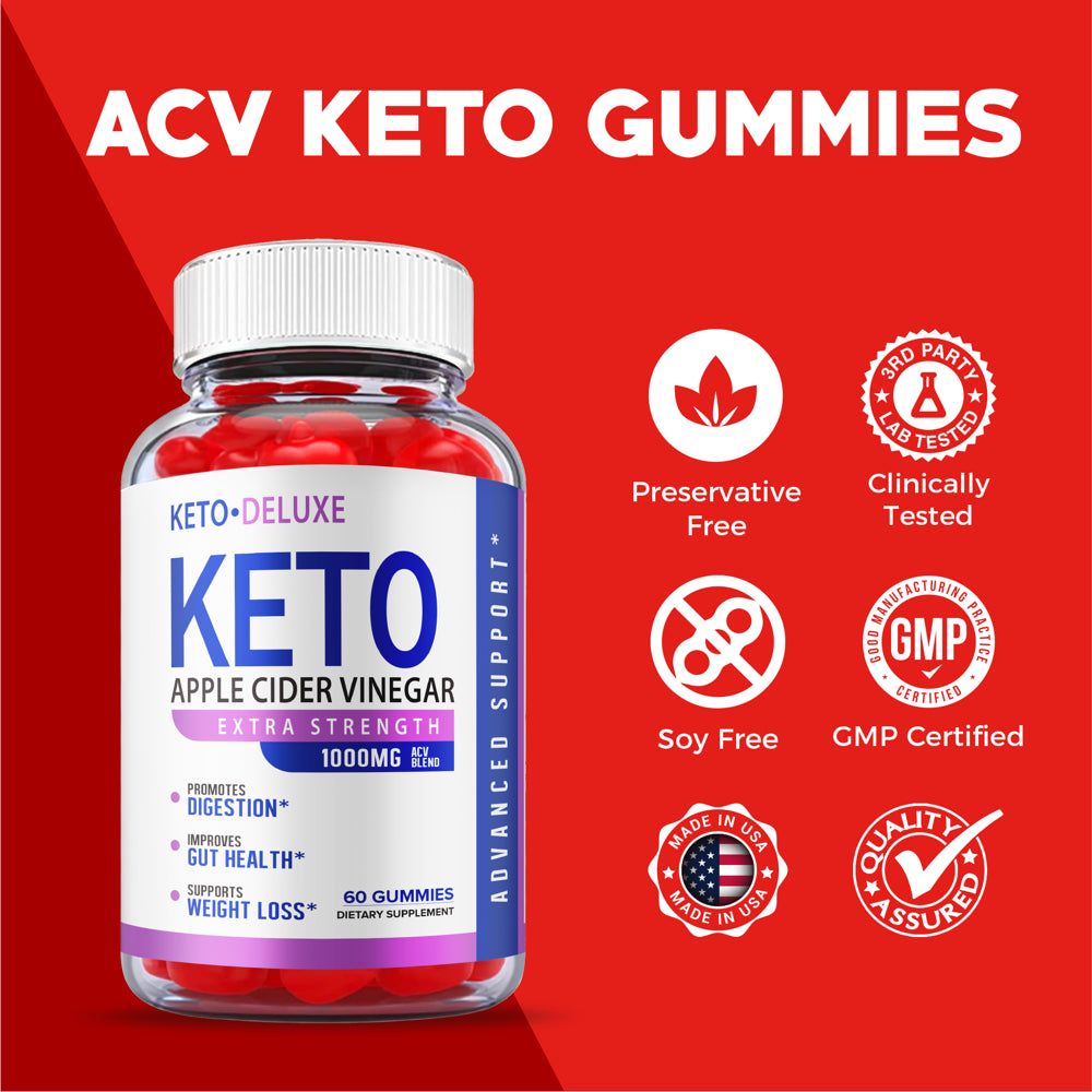 Keto ACV Deluxe Gummies - Official Formula, Vegan - Keto Deluxe Gummies, Keto Deluxe ACV Gummies, Keto Delux Gummy Apple Cider Vinegar Weight Shark Loss, Vitamin B12, Beet Root Juice (60 Gummies)