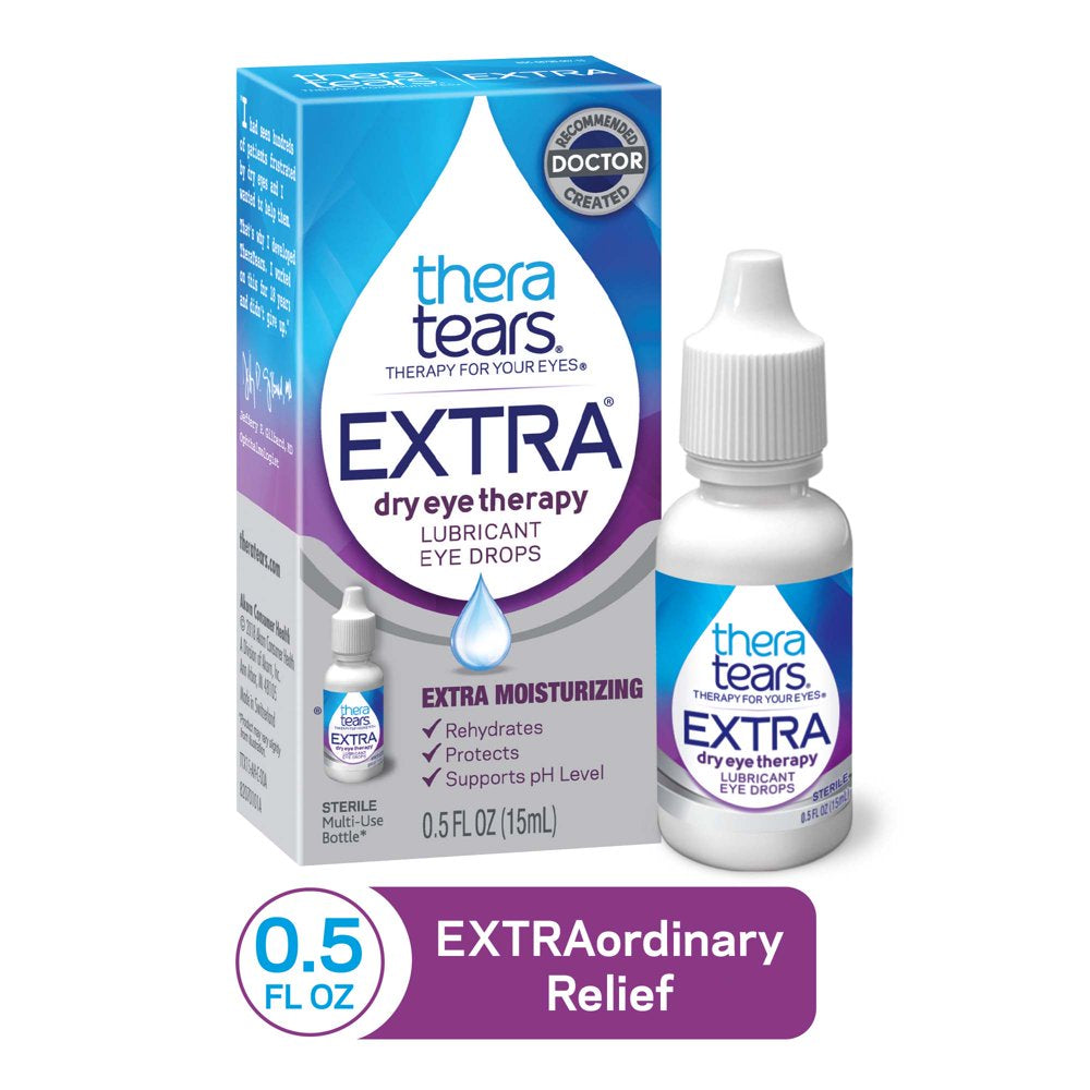 Theratears EXTRA Dry Eye Therapy Lubricating Eye Drops for Dry Eyes, 0.5 Fl Oz Bottle