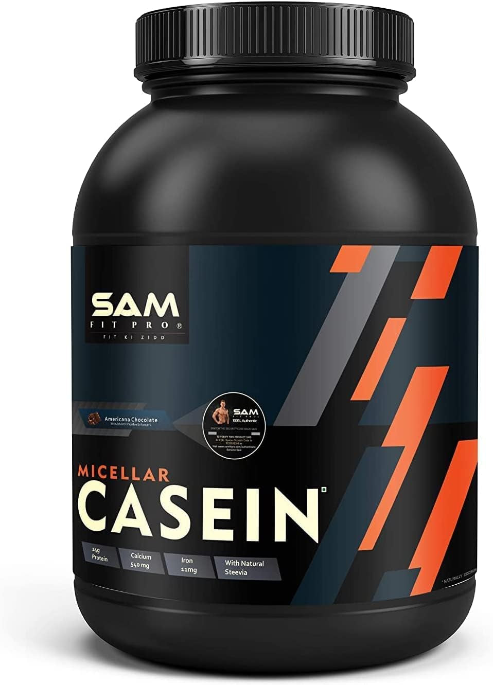 TARIN Samfit Pro Pure Micellar Casein (2.2 Lbs) with Natural Stevia 26G Protein per Scoop | Slow-Digesting Anti-Catabolic Protein | Chocolate