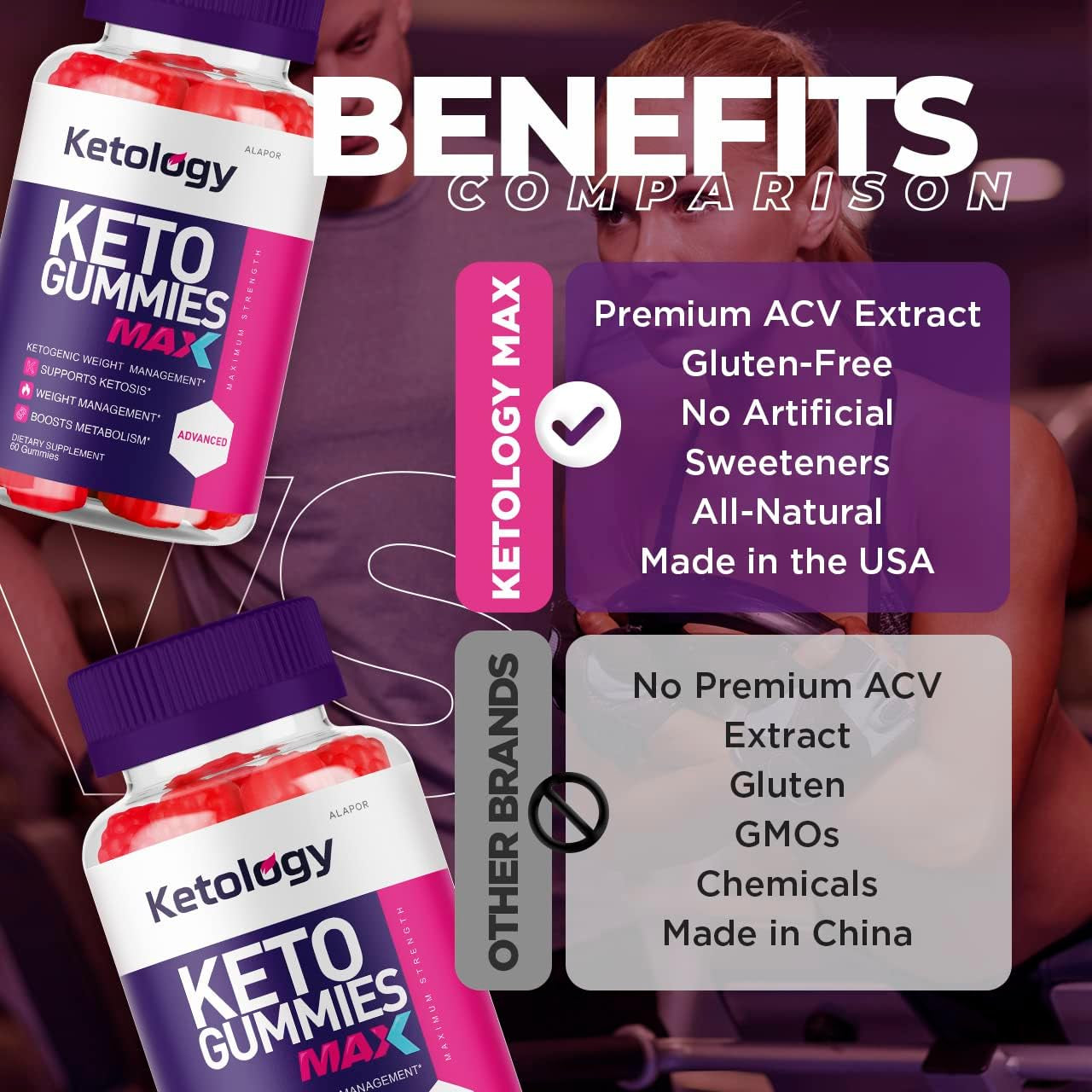 (2 Pack) Ketology Keto Max ACV Gummies - New Ketologygummies Max Advanced Apple Cider Vinegar Gummys, Shark, Max Ketologie + Gummy S for 60 Days Supply