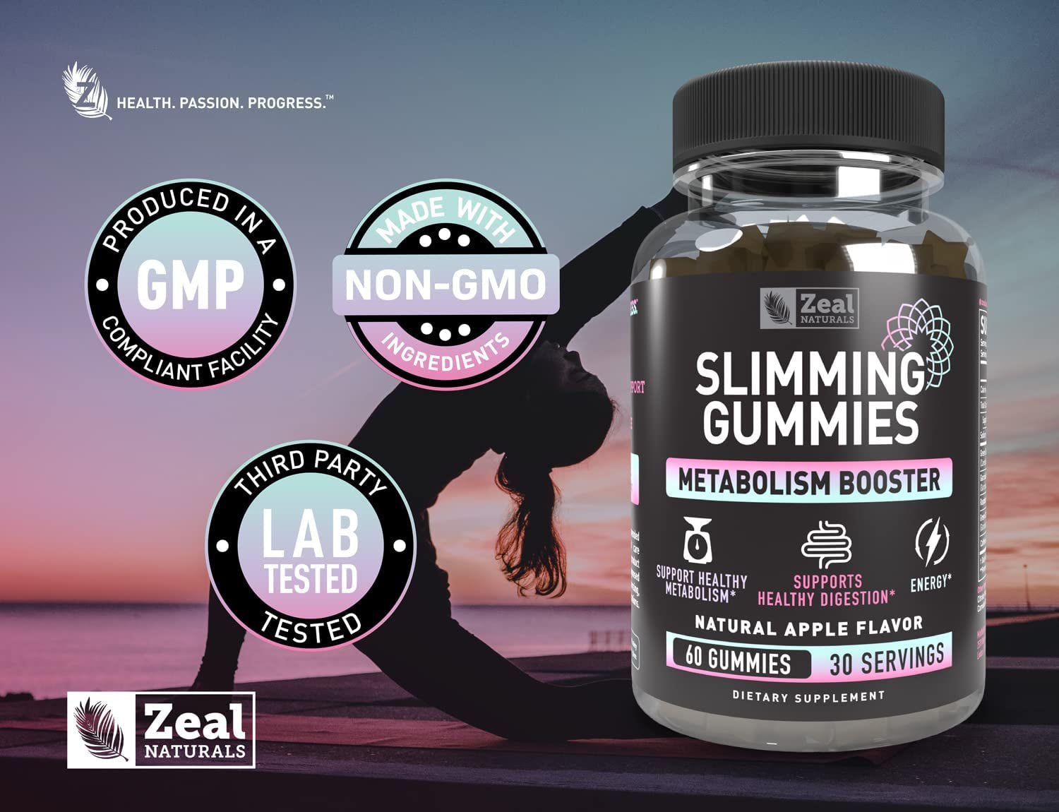 Zeal Naturals Healthy Metabolism Support Gummies | Supports Healthy Digestion, Appetite, and Energy | with Green Tea, Garcinia Cambogia, and Raspberry Ketones | Plant-Based & Gelatin Free | 60 Count