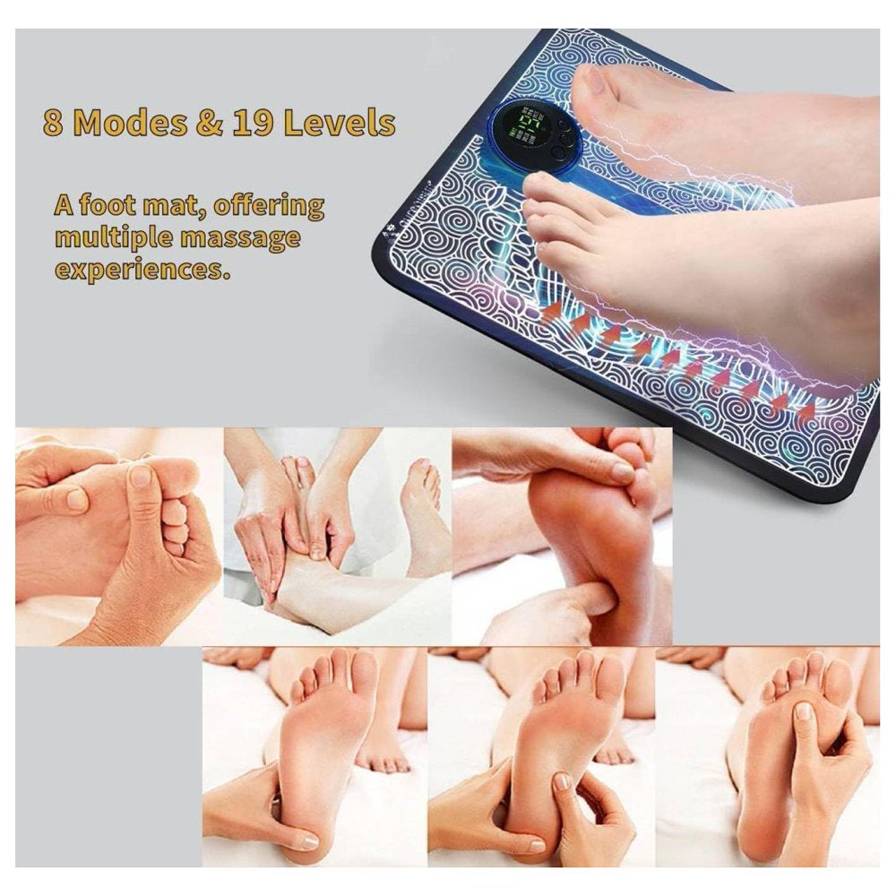 Gnhoch EMS Foot Massager, Foldable EMS Foot Massager Mat with 8 Modes&19 Levels for Neuropathy Pain Plantar Relief, Muscle Relaxation