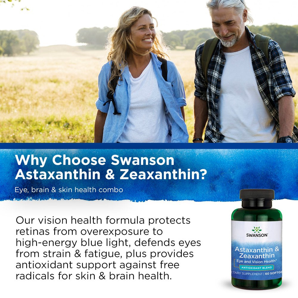 Swanson Astaxanthin and Zeaxanthin Softgels, 8 Mg, 60 Count