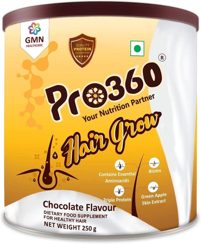 SJH Hair Grow Nutritional Protein Drink (Chocolate Flavour) Dietary Supplement for Healthier, Thicker and Shinier Hair, 250Gm