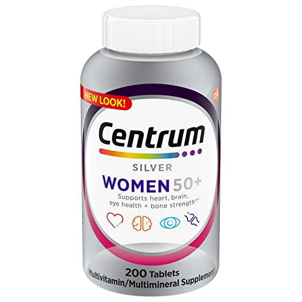 Centrum Silver Multivitamins for Women over 50, Multimineral Supplement, Supports Memory and Cognition in Older Adults, 200 Ct