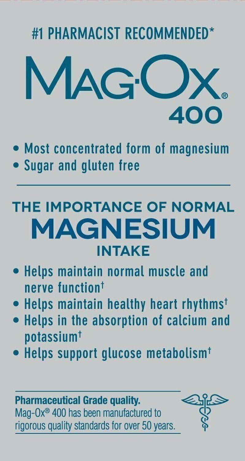 Mag-Ox 400 Magnesium Supplement Tablets - 60 Ct (Pack of 2)