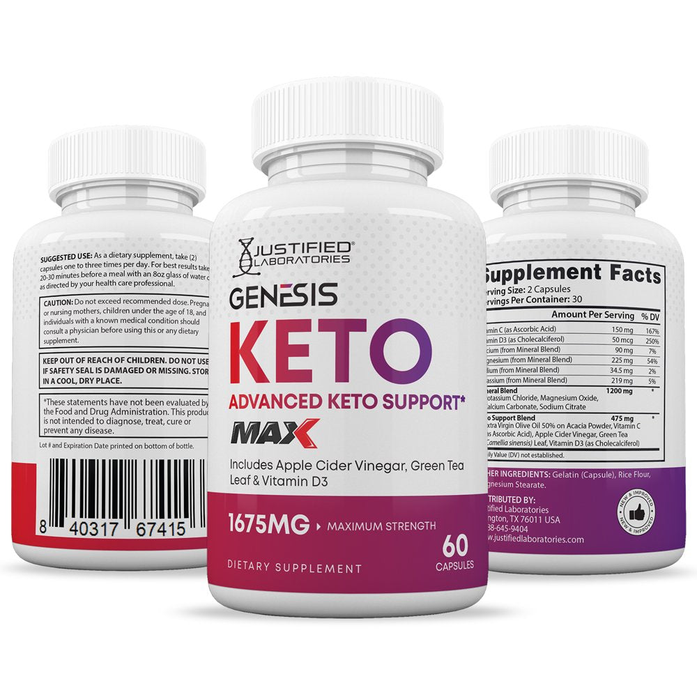 (2 Pack) Genesis Keto ACV MAX Pills 1675Mg Alternative to Gummies Dietary Supplement 120 Capsules