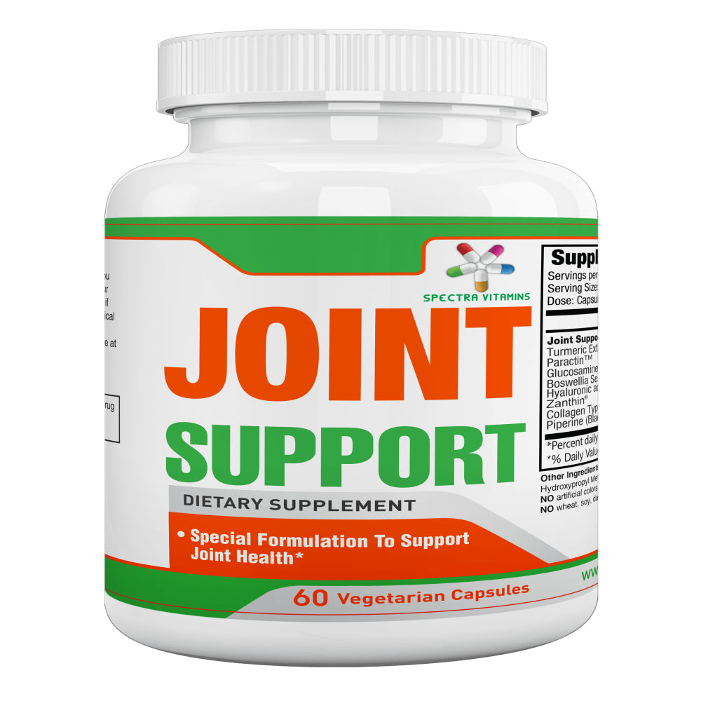 Spectra Vitamins® JOINT SUPPORT Supplement with Glucosamine, Turmeric Extract, Boswellia, Collagen Type II, Paractin, Zanthin, Hyaluronic Acid, Black Pepper, 60 Capsules