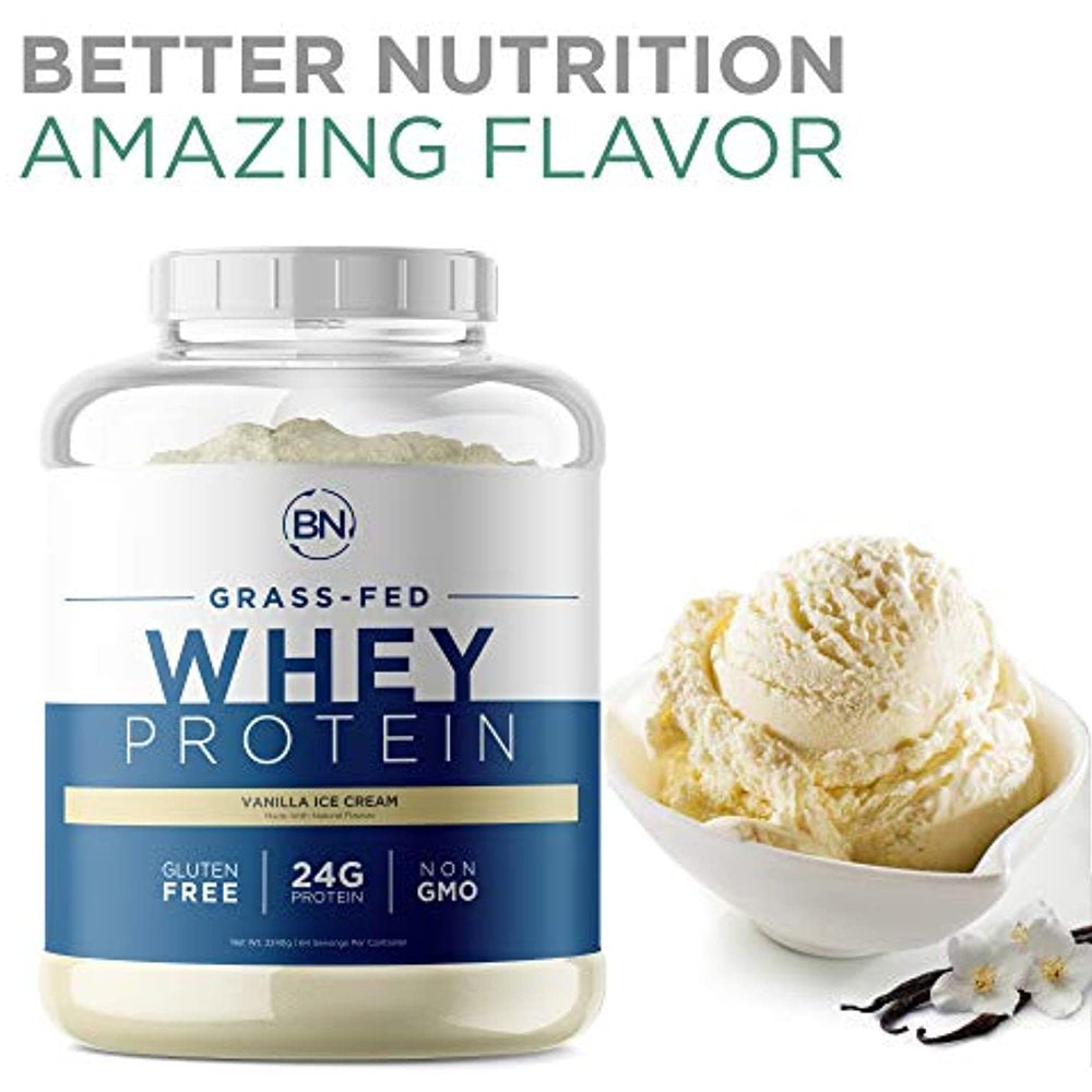 Grass Fed Whey Protein Vanilla 5Lb - 100% Pure and Natural - 5 Lb/64 Servings - 24G Protein - Cold Processed Undenatured - Non-Gmo - Rbgh-Free - High Quality from Happy Healthy Cows USA