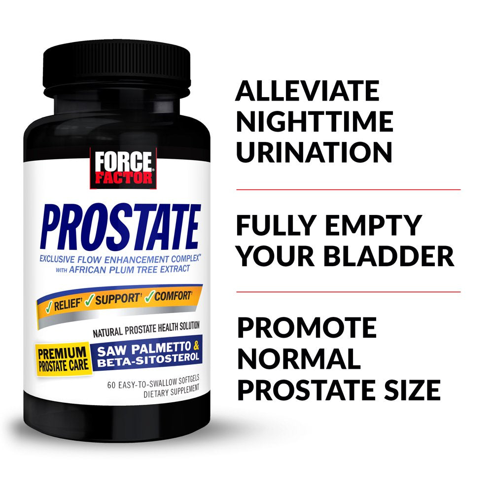 Force Factor Prostate Saw Palmetto and Beta Sitosterol Supplement for Men, Prostate Health Support, Prostate Size Support, Urinary Relief, Bladder Control, Reduce Nighttime Urination, 60 Softgels