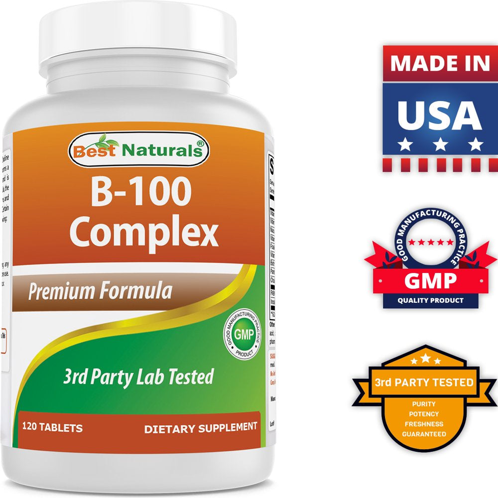 2 Pack Best Naturals B-100 Complex 120 Tablets (Time Released)