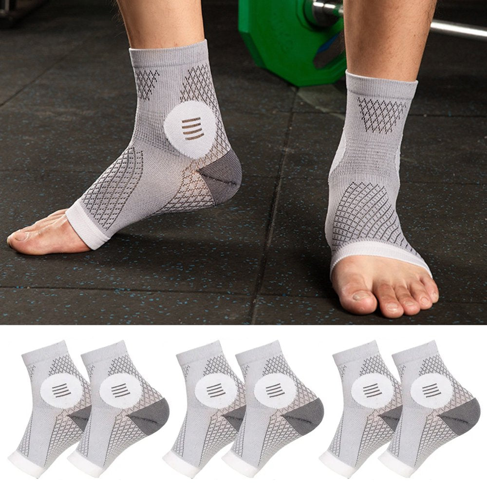 3Pairs Soothe Socks for Neuropathy Pain, Ankle Brace Compression Support,Soothesocks for Neuropathy, Arch Support for Women & Men (L,Gray)