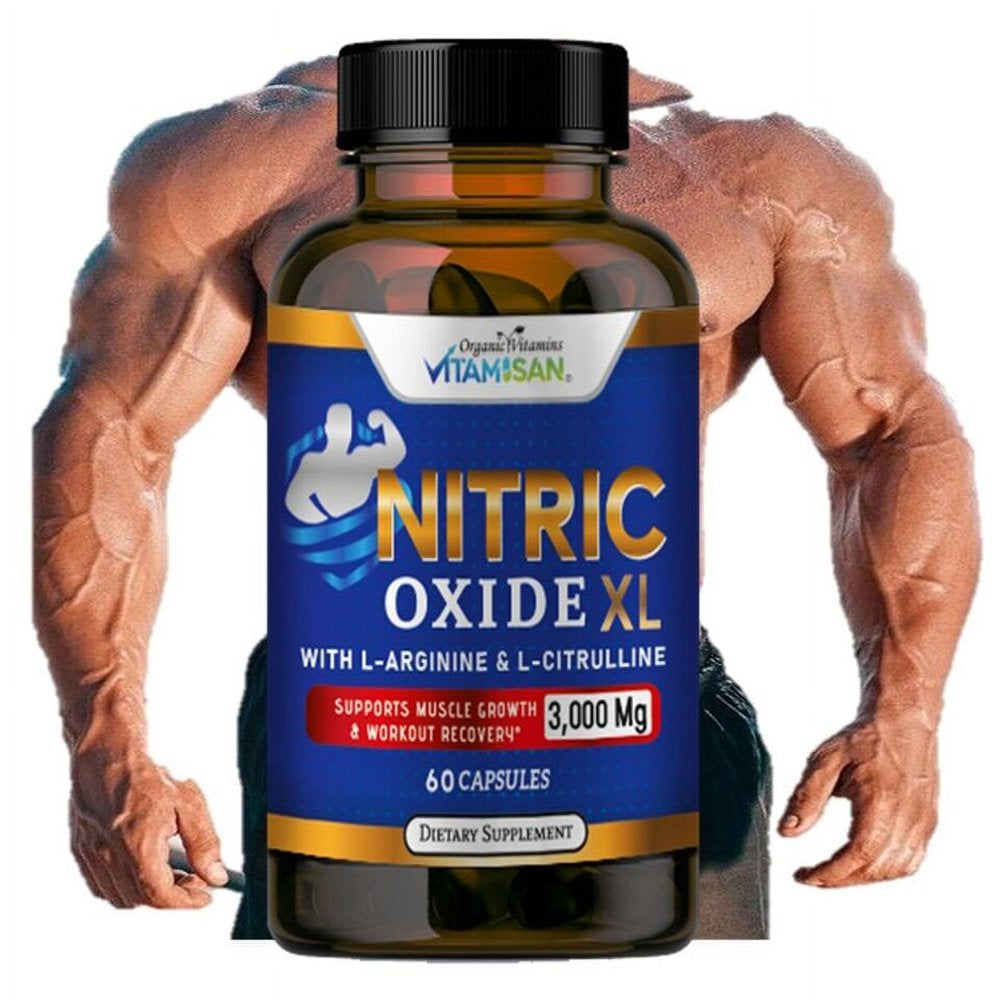 Nitric Oxide Booster Supplement W/L-Arginine 3000Mg Premium Workout Muscle Pump 60 Capsules