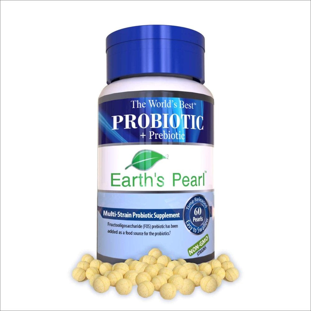 60 Day Supply - Earth?S Pearl Probiotic & Prebiotic - for Women, Men and Kids - Advanced Digestive Gut Health and Enzyme Support - One a Day Pearls - Billions of Live Cultures