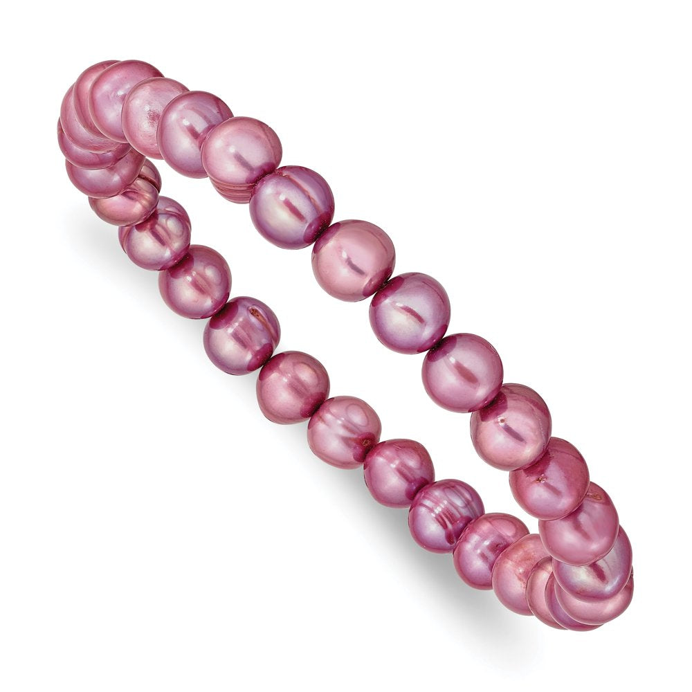 6-7Mm Rose Freshwater Cultured Pearl Stretch Bracelet QH5461