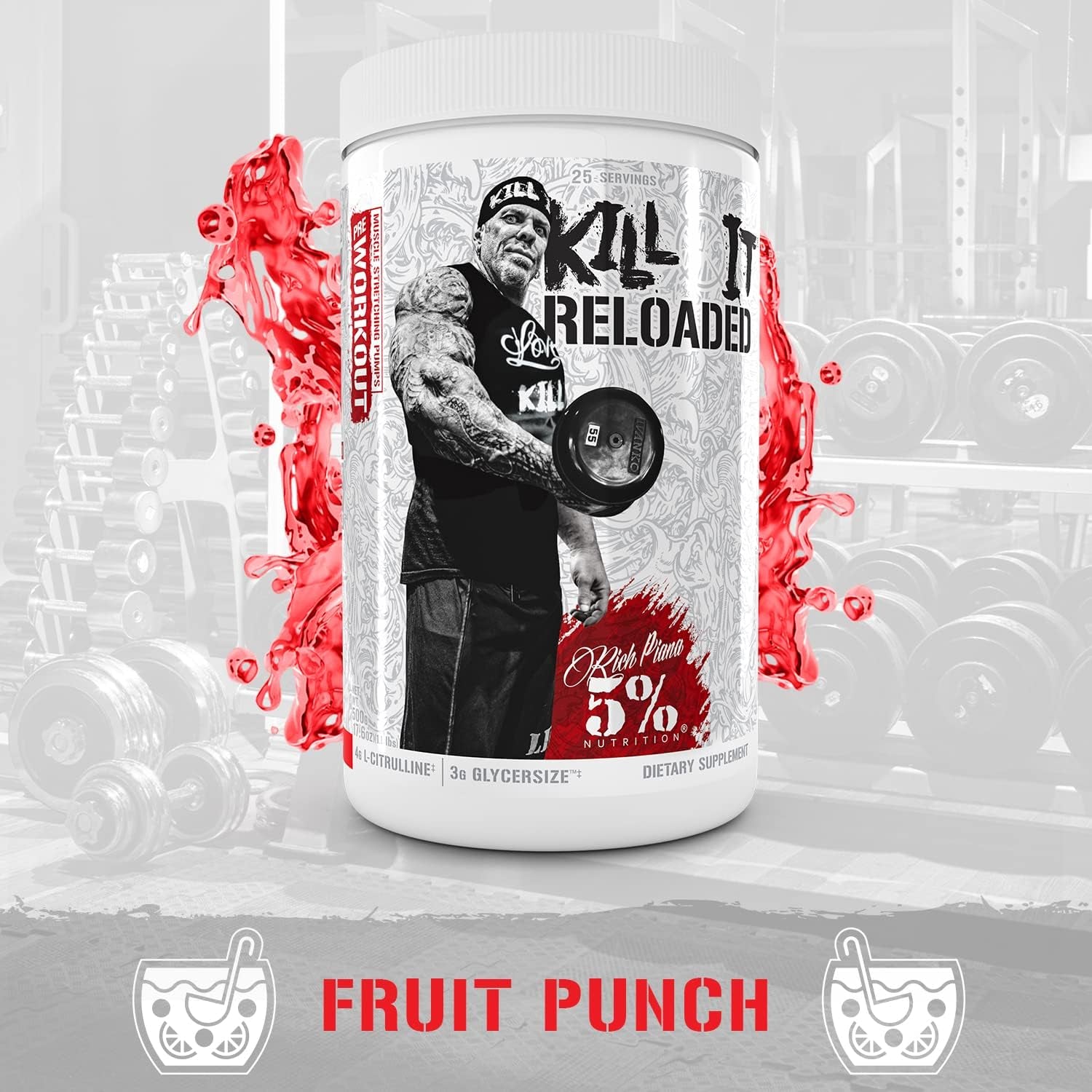 5% Nutrition Rich Piana Bundle | Alldayyoumay BCAA Powder + Kill It Reloaded High-Stim Pre-Workout (Fruit Punch)