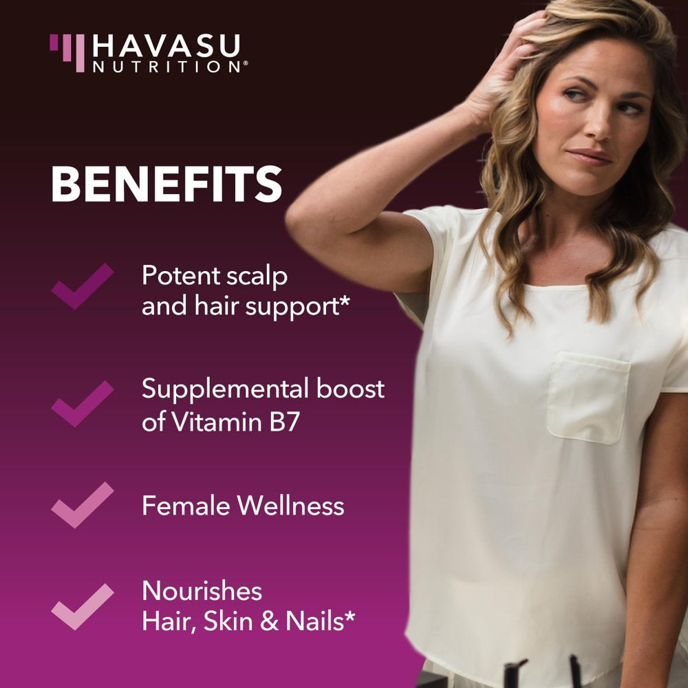 Havasu Saw Palmetto for Women Hair Loss | 5000Mcg Biotin Pill for Hair Nail and Skin Support, 60Ct