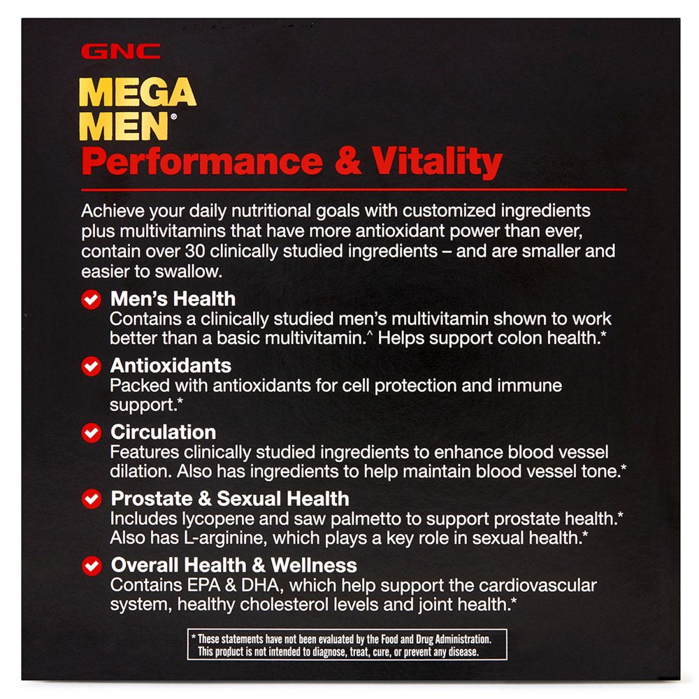 GNC Mega Men Performance & Vitality Vitapak