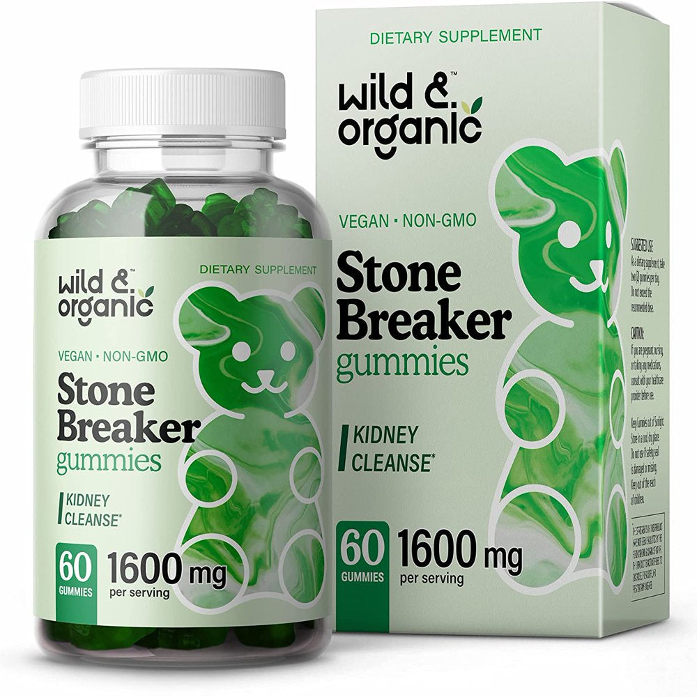 Wild & Organic Stone Breaker Gummies - Chanca Piedra for Kidney Cleanse, Liver & Gallbladder Support 60 Ct