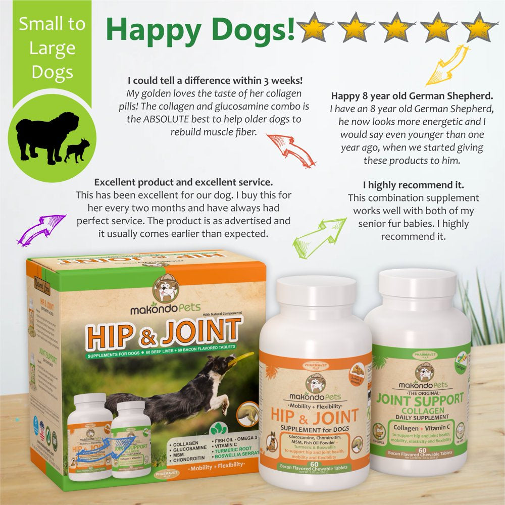 Dog Arthritis Aid - Hip and Joint Supplements for Dogs with Collagen, Chondroitin, MSM, Vitamins, Fish Oil and Glucosamine for Dogs + Boswellia & Turmeric for Dogs - 120 Tabs for Dog Joint Pain