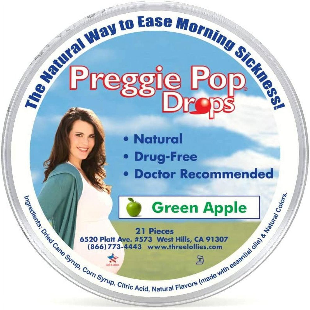 Three Lollies, Preggie Pop Drops, Green Apple, 21 Pieces(Pack of 2 )