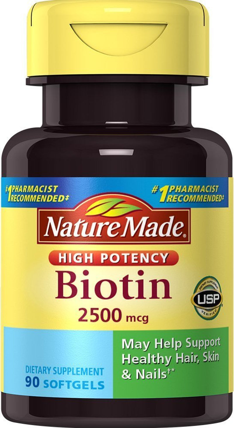 Nature Made High Potency Biotin (B7) 2500 Mcg. Softgels 90 Ct