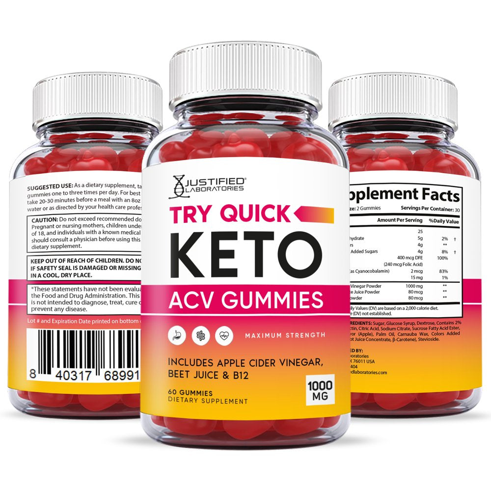 (2 Pack) Try Quick Keto ACV Gummies 1000MG Dietary Supplement 120 Gummys