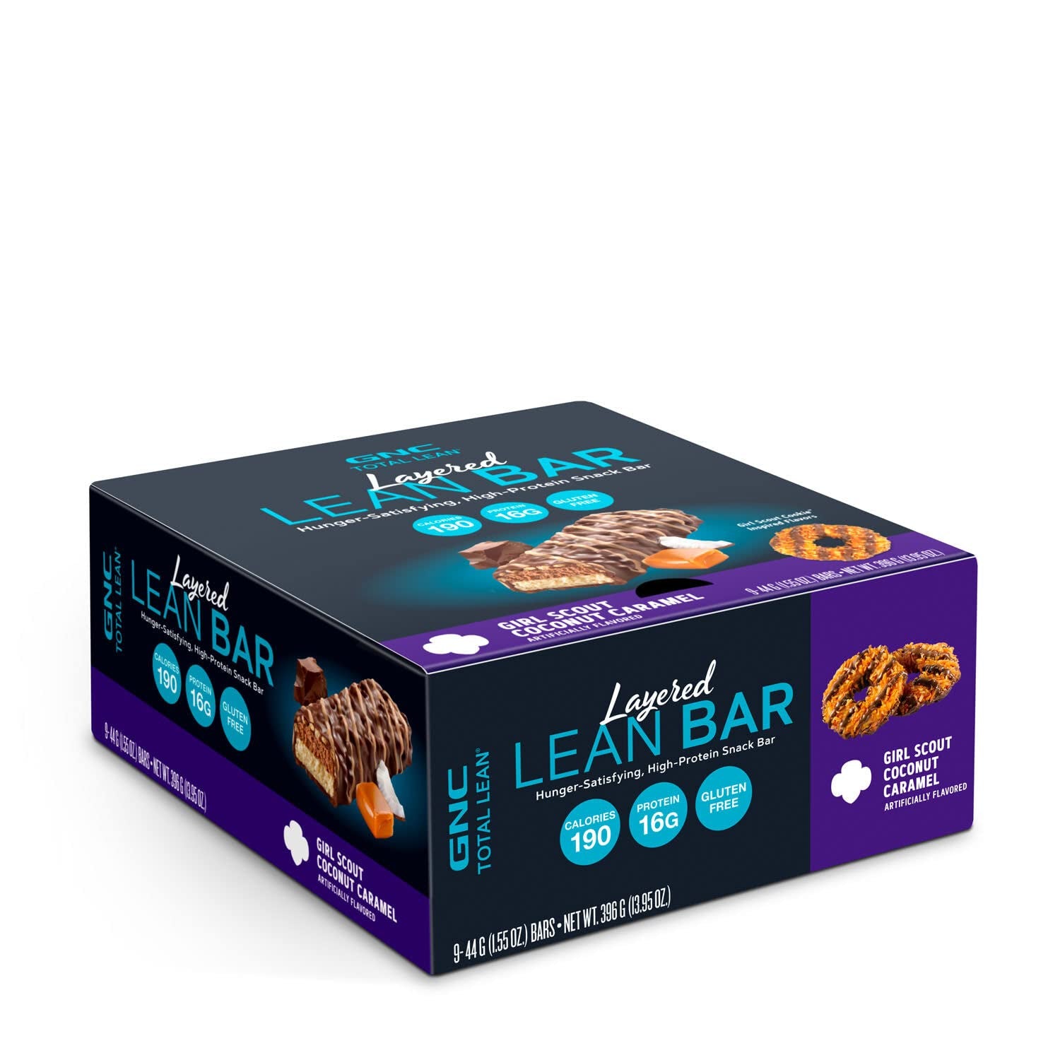 GNC Total Lean Layered Lean Bar | Hunger Satisfying - High Protein Snack Bar | Girl Scout Coconut Caramel - 9 Bars