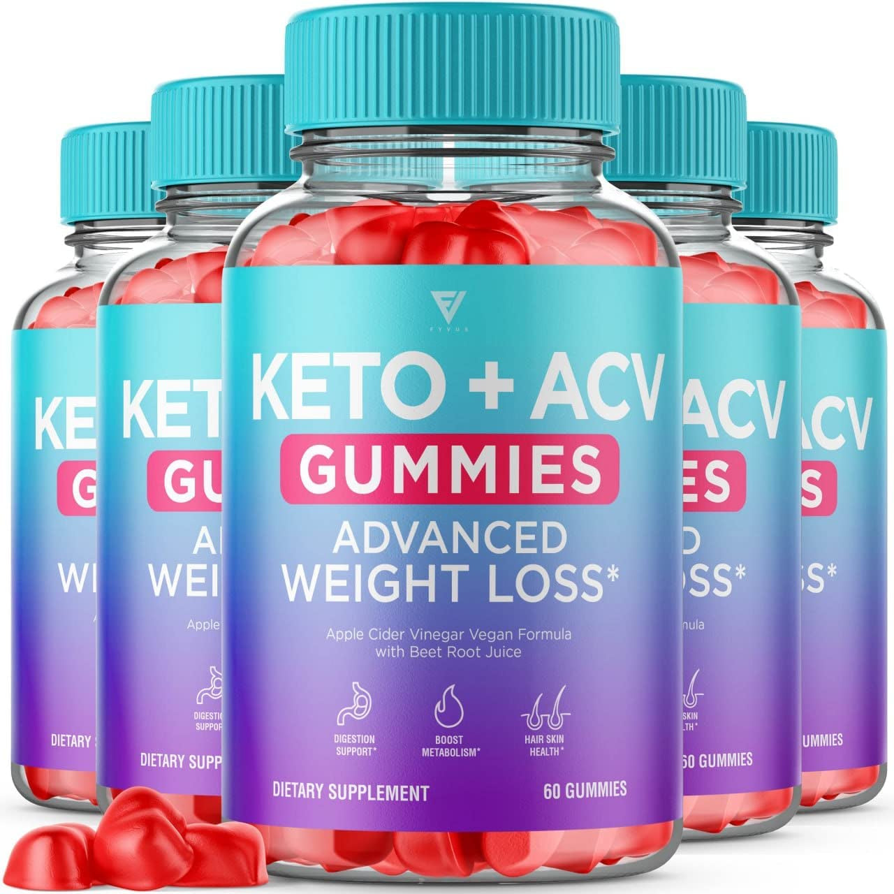 (5 Pack) Keto ACV Gummies Advanced Weight Loss Diet Appitight, Keto+ Apple Cider Vinegar Gummies Fat Supplement Rapid Ketosis Acv+Keto Detox Cleanse Lose Belly That Works Fast (300 Gummies)