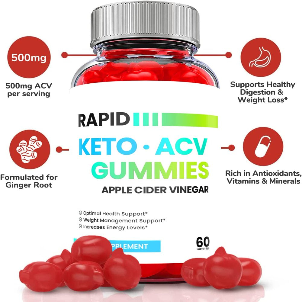 (1 Pack) Rapid Keto ACV Gummies - Supplement for Weight Loss - Energy & Focus Boosting Dietary Supplements for Weight Management & Metabolism - Fat Burn - 60 Gummies