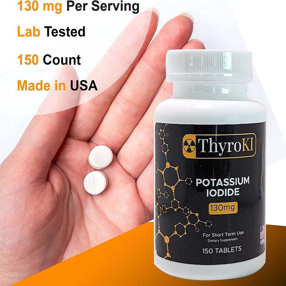 Thyroki Potassium Iodide Tablets Non-Gmo Fast Dissolving Tablets 130 Mg (150 Tablets) | Ki Pills Iodine Tablets ✅| anti Nuclear Fallout Pills | Thyroid Support | Dietary Supplement YODO Naciente ✅