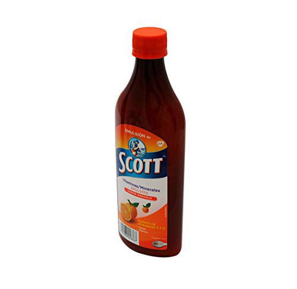 Scott Emulsion Orange Flavor - Family Size 400Ml - Vitamin Supplement Rich in Cod Liver Oil, Vitamins a and D, Calcium and Phosphorus - Emulsion Scott Naranja