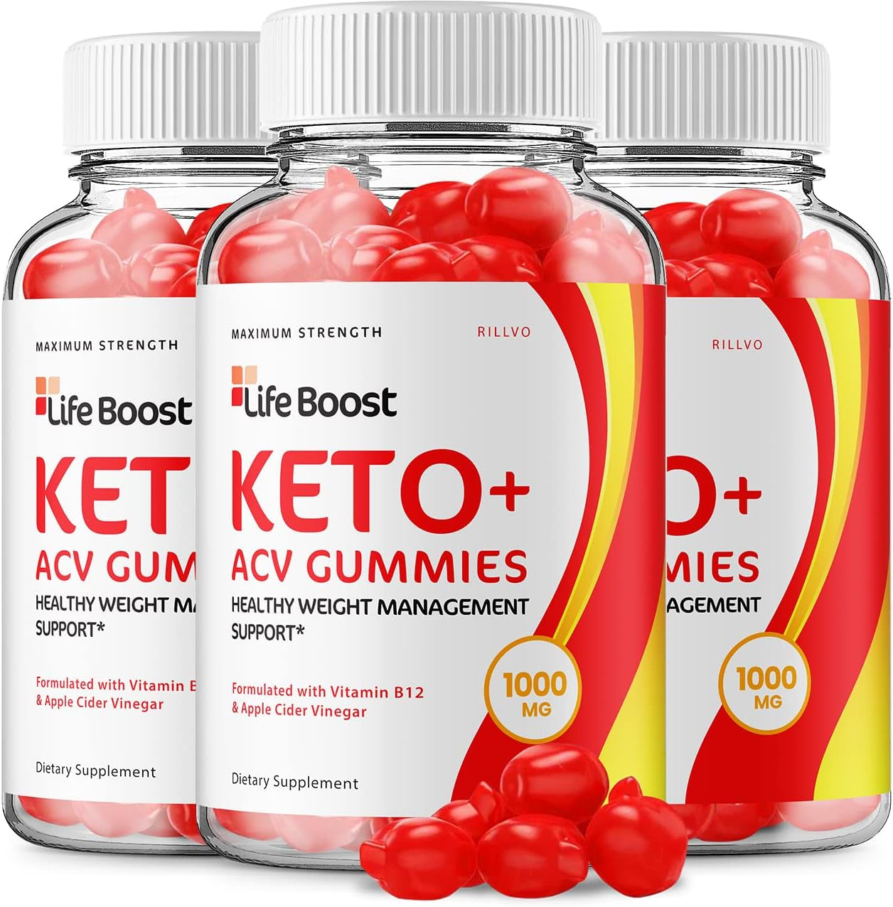 (3 Pack) Life Boost Keto Gummies Advanced Formula Life Boost Keto ACV Gummies Apple Cider Vinegar 1000Mg (180 Gummies)