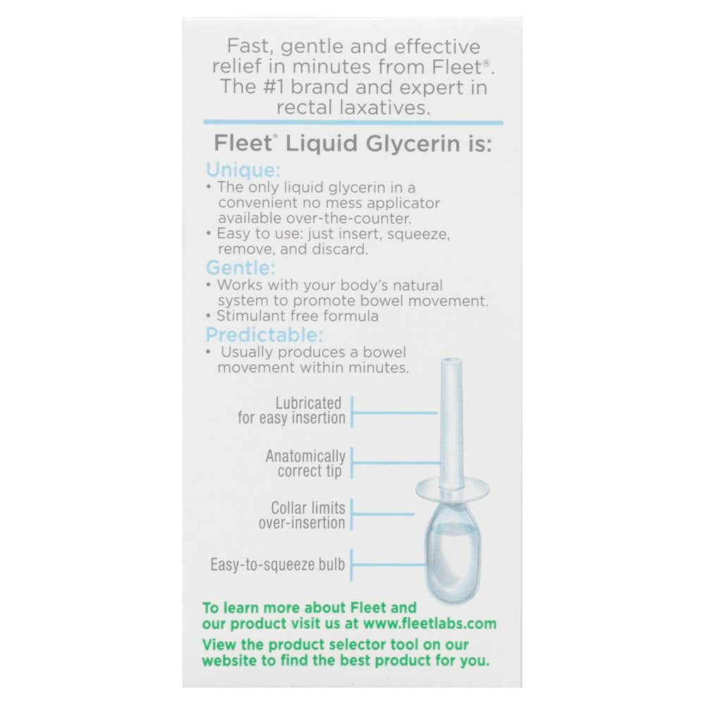 Fleet Liquid Glycerin Suppositories for Adult Constipation, 7.5 Ml, 4 Bottles