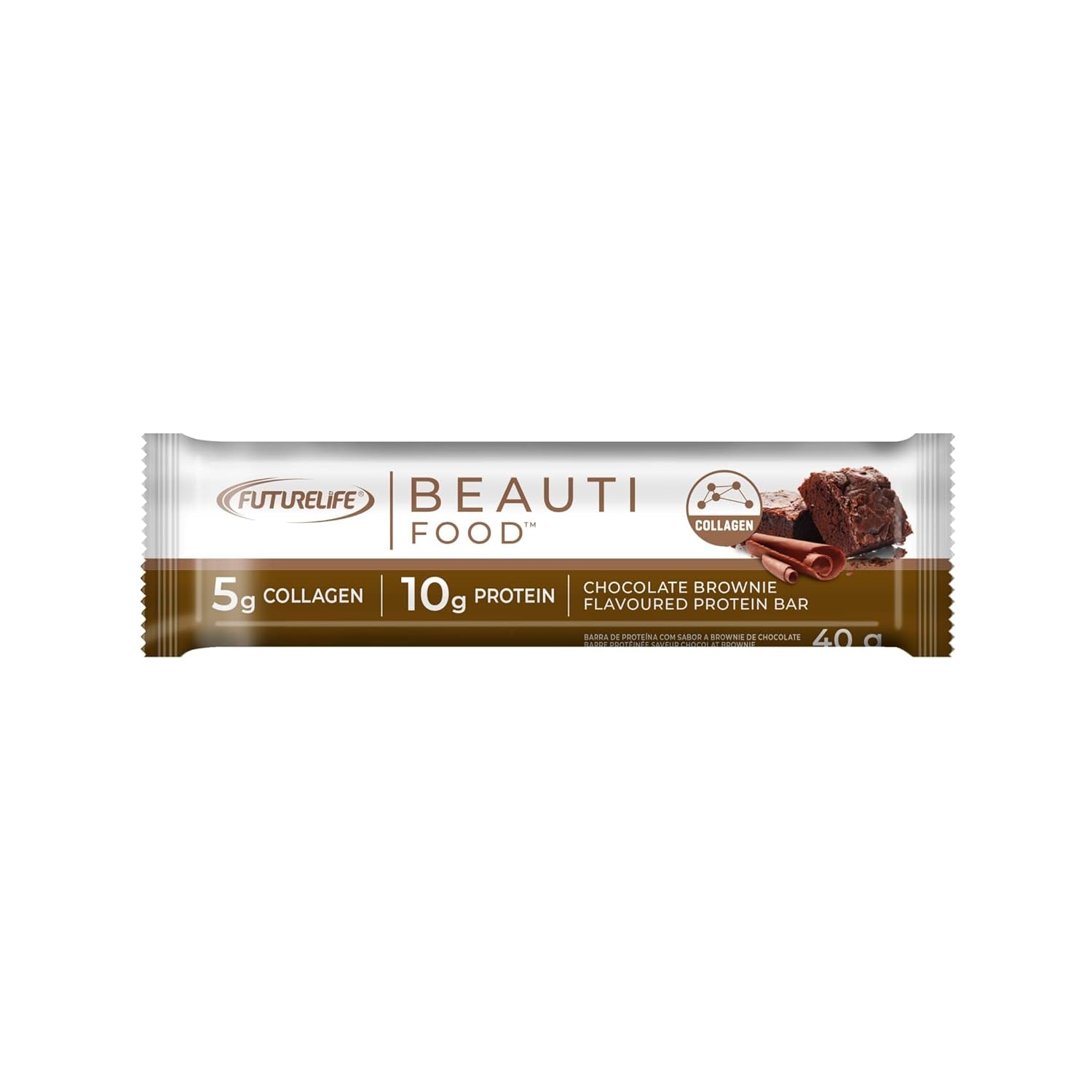 FUTURELIFE Beauti Food | Nutritional Bar | Chocolate Brownie Flavor | 40G/1.4Oz * 20 Bars | 5 Pack | 5G Collagen | High in Protein |