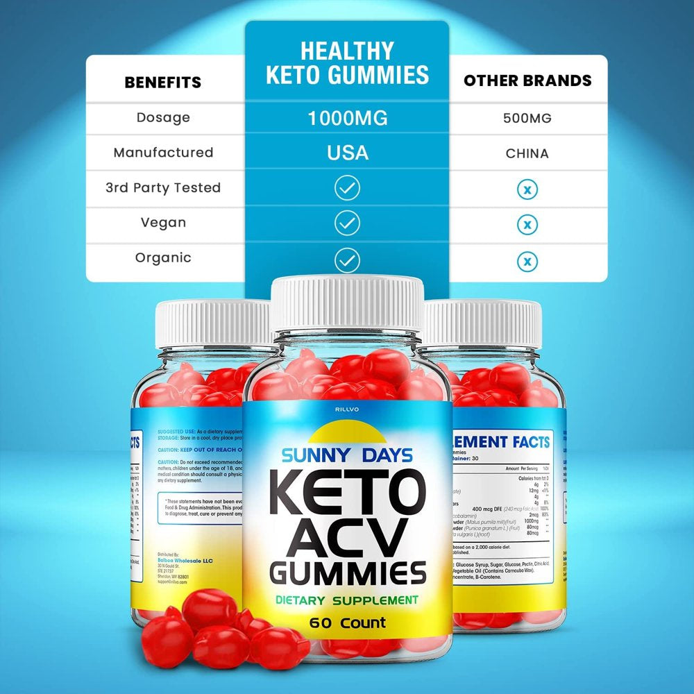 Sunny Days Keto ACV Gummies Sunny Days Advanced Formula Apple Cider Vinegar Keto Gummies Dietary Support Supplement 60 Gummies