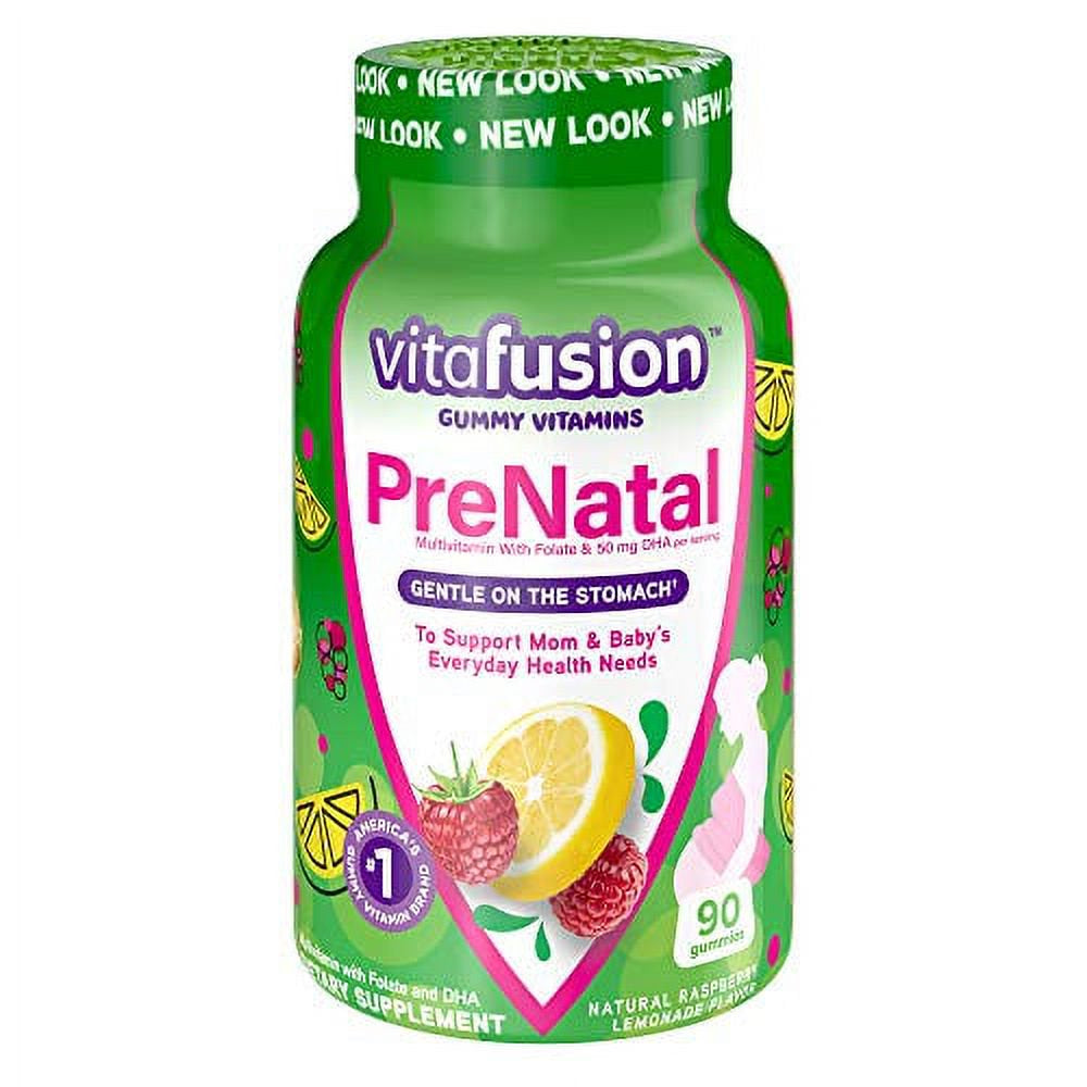 Vitafusion Prenatal Gummy Vitamins, Lemon & Raspberry Lemonade Flavored Pregnancy Vitamins for Women, 90 Count