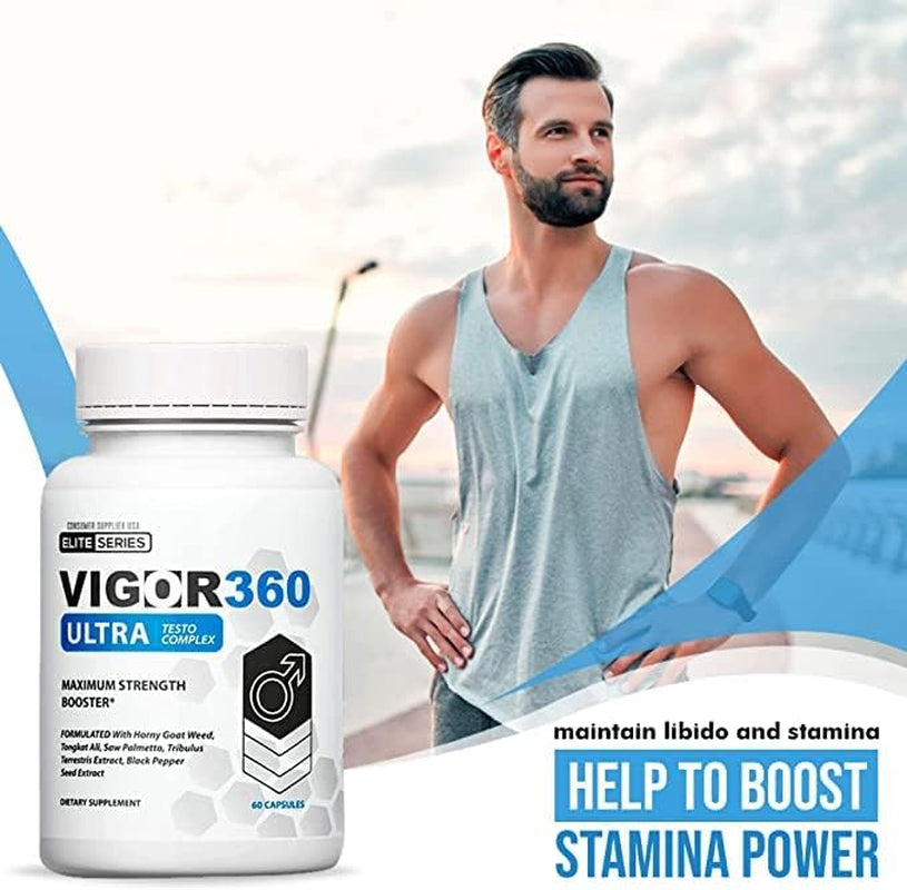 VIGOR 360 ULTRA TESTO COMPLEX - 60 Capsules - 30 Days of Testosterone Rejuvenation - Athletic and Mental Performance Booster.