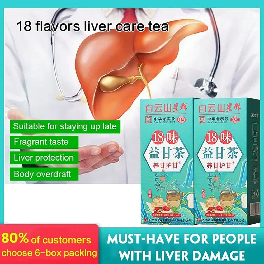 18 Flavors Liver Care Tea, Liver Protection Tea, Nourish and Protect the Liver, Daily Liver Nourishing Tea, 30 Pcs Health Preserving Tea for All People (3Boxs)