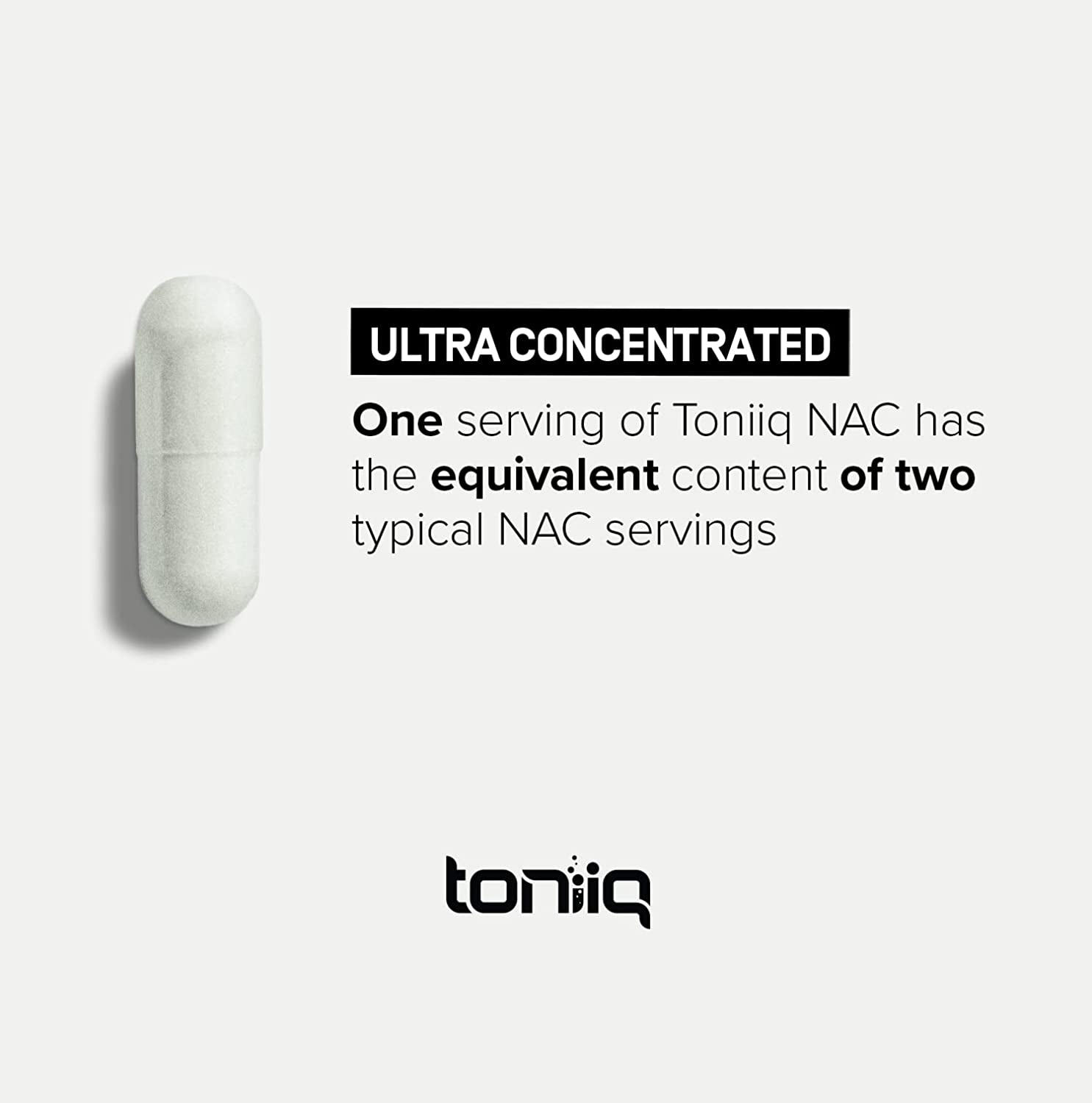 Toniiq 1300Mg NAC - 4 Month Supply - Min. 98%+ Tested Purity - Ultra High Strength Bioavailable NAC Cysteine Supplement - 240 Vegetarian N Acetyl Cysteine Capsules -Lab Tested TQ