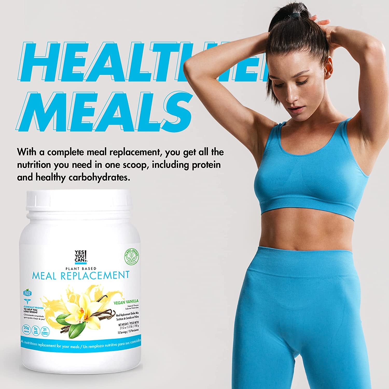 Yes You Can! Complete Meal Replacement Shake - 15 Servings (Vegan Vanilla) - Meal Replacement Protein Powder with Vitamins and Minerals, All-In-One Nutritious Meal Replacement Shakes