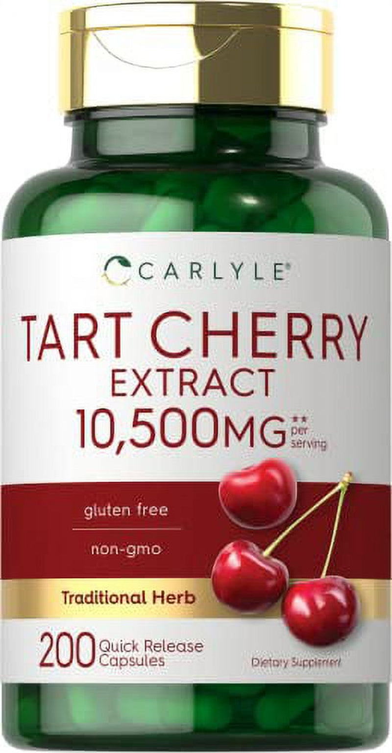 Tart Cherry Capsules | 200 Pills | Max Potency | Non-Gmo, Gluten Free | Tart Cherry Juice Extract | by Carlyle