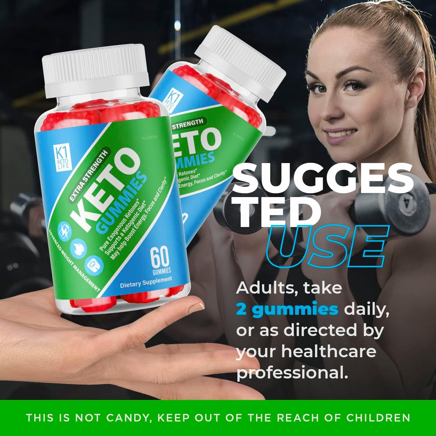 (3 Pack) K1 Keto Life - New Advance K1 Keto Life Gummies, Apple Cider Vinegar Gummies K1 Ketolife, Extra K1 Ketolife Gummy for 90 Days Supply.