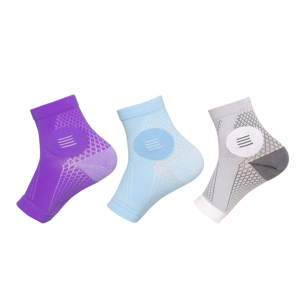 3Pairs Neuropathy Socks Plantar Fasciitis Relief Socks Ankle Compression Sleeve Achilles Tendonitis Relief Socks Foot Swelling (S,Multicolor)