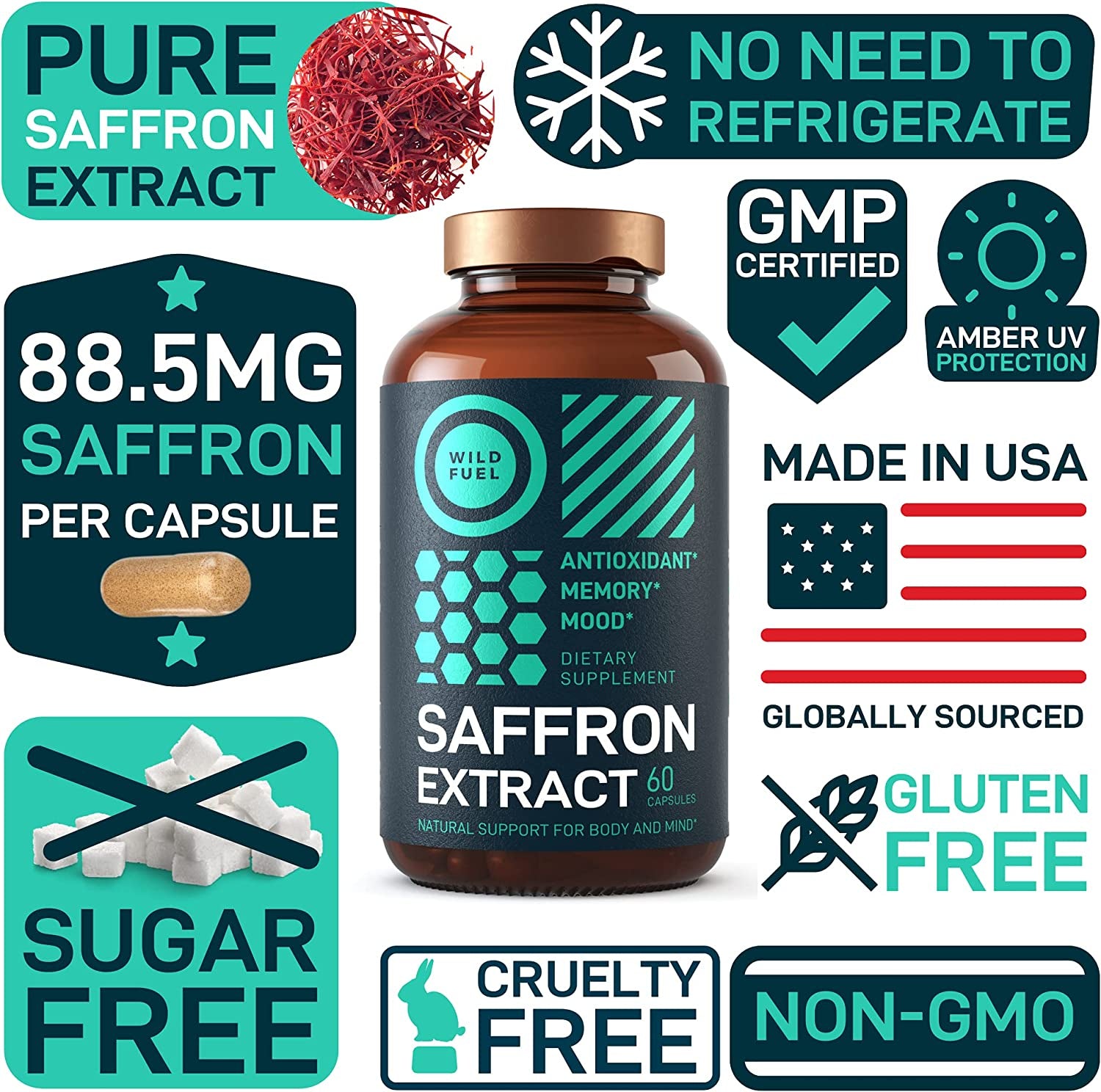 WILD FUEL Appetite Suppressant and Saffron Extract Capsules Bundle