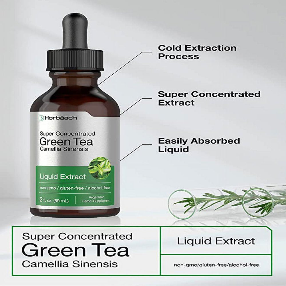 Green Tea Liquid Extract | 2 Fl Oz | Vegetarian & Alcohol Free | by Horbaach