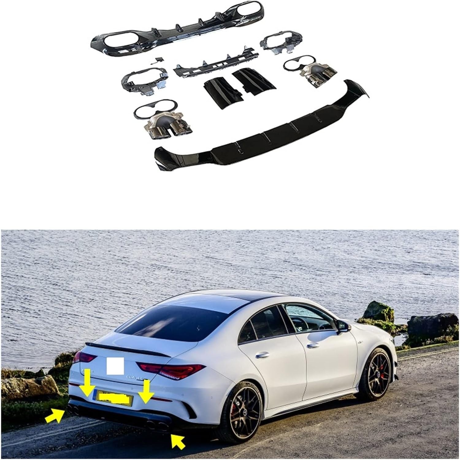 Uekinishi AMG CLA45 CLA35 Rear Diffuser Compatible with CLA W118 C118 Mercedes-Benz X118 CLA180 CLA200 CLA250 CLA35 CLA45 AMG 2020 2021 (Color : CLA35 Silver)